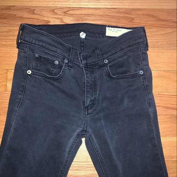 Rag & Bone Skinny Ankle Black Raw Hem Size 26 - Picture 6 of 15